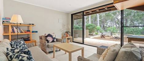 Télévision, cheminée, livres