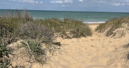 La petite cabane bleue planquée dans la prairie