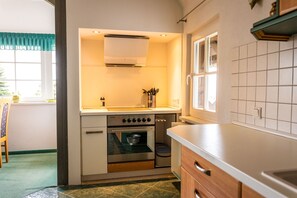 Fridge, microwave, stovetop, dishwasher - The Schwabennest with a wonderful view in the Villa Marie in Oberbärenburg (Altenberg)