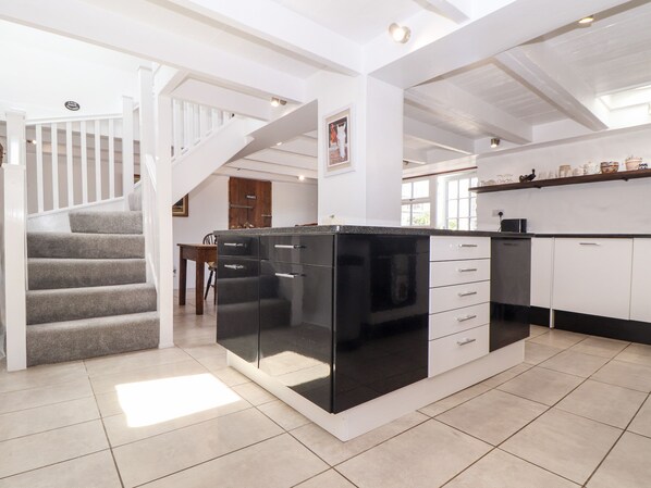 Fridge, dishwasher, electric kettle, toaster