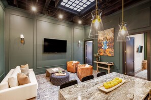 Luxury Apartment | Living area | 45-inch Smart TV with cable channels, TV - Union Street Lofts (Nashville)
