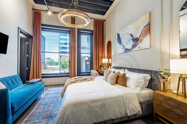 Luxury Apartment | Premium bedding, memory-foam beds, blackout curtains, iron/ironing board