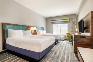 Desk, blackout curtains, soundproofing, iron/ironing board