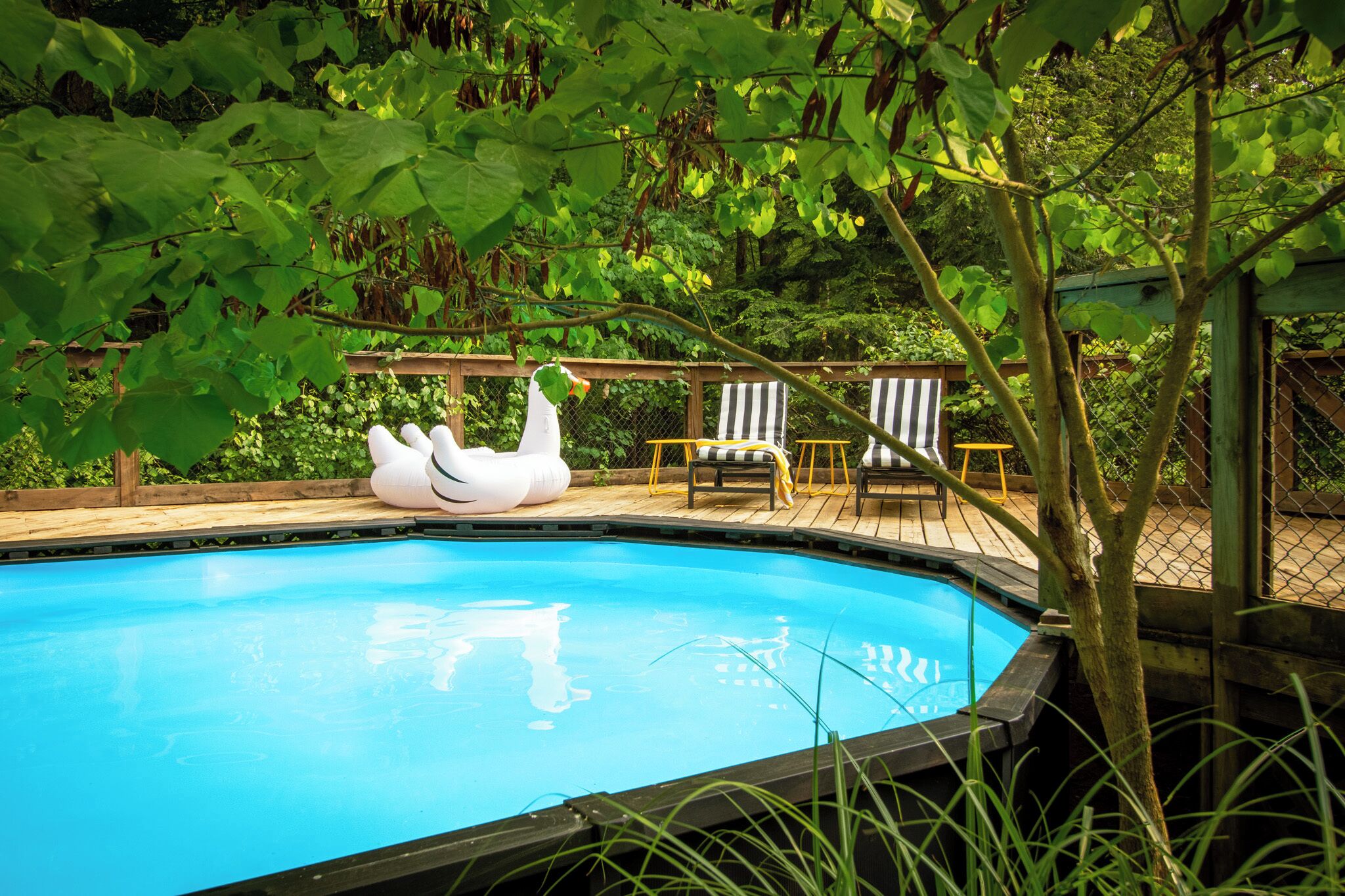 Una piscina al aire libre, una piscina climatizada
