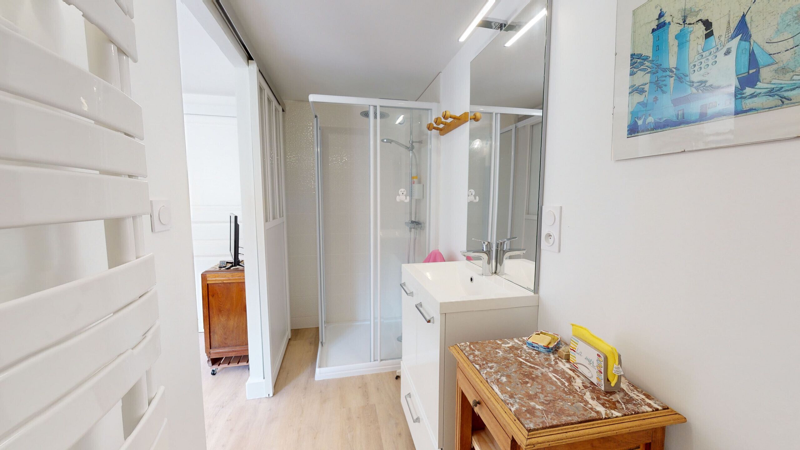 Shower, hair dryer