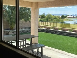 Outdoor dining - SPECTACULAR SUNSET VIEWS- FABULOUS POOL AND SPA HOME! (Mohave Valley)