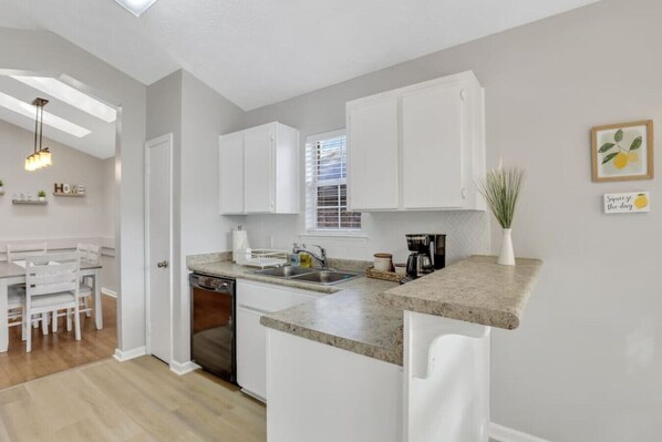 Fridge, microwave, oven, dishwasher