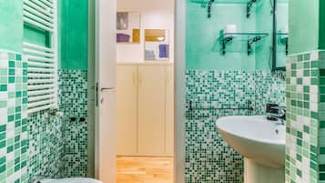 Ducha, secador de pelo, bidé y toallas