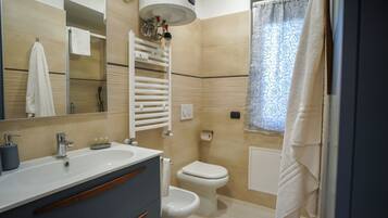 Ducha, secador de pelo, bidet, toallas