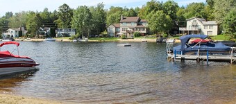 Lakefront dog-friendly home with private beach, community tennis, beach, dock