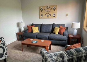 TV, fireplace - Secluded Riverside Farmhouse - overlooks the Snake River.  (Saint Anthony)