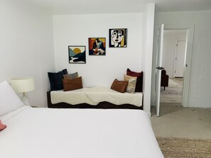 3 bedrooms, desk, iron/ironing board, travel cot