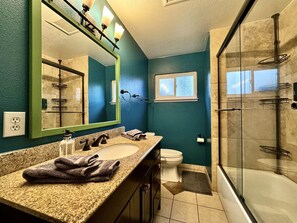 Hair dryer, towels