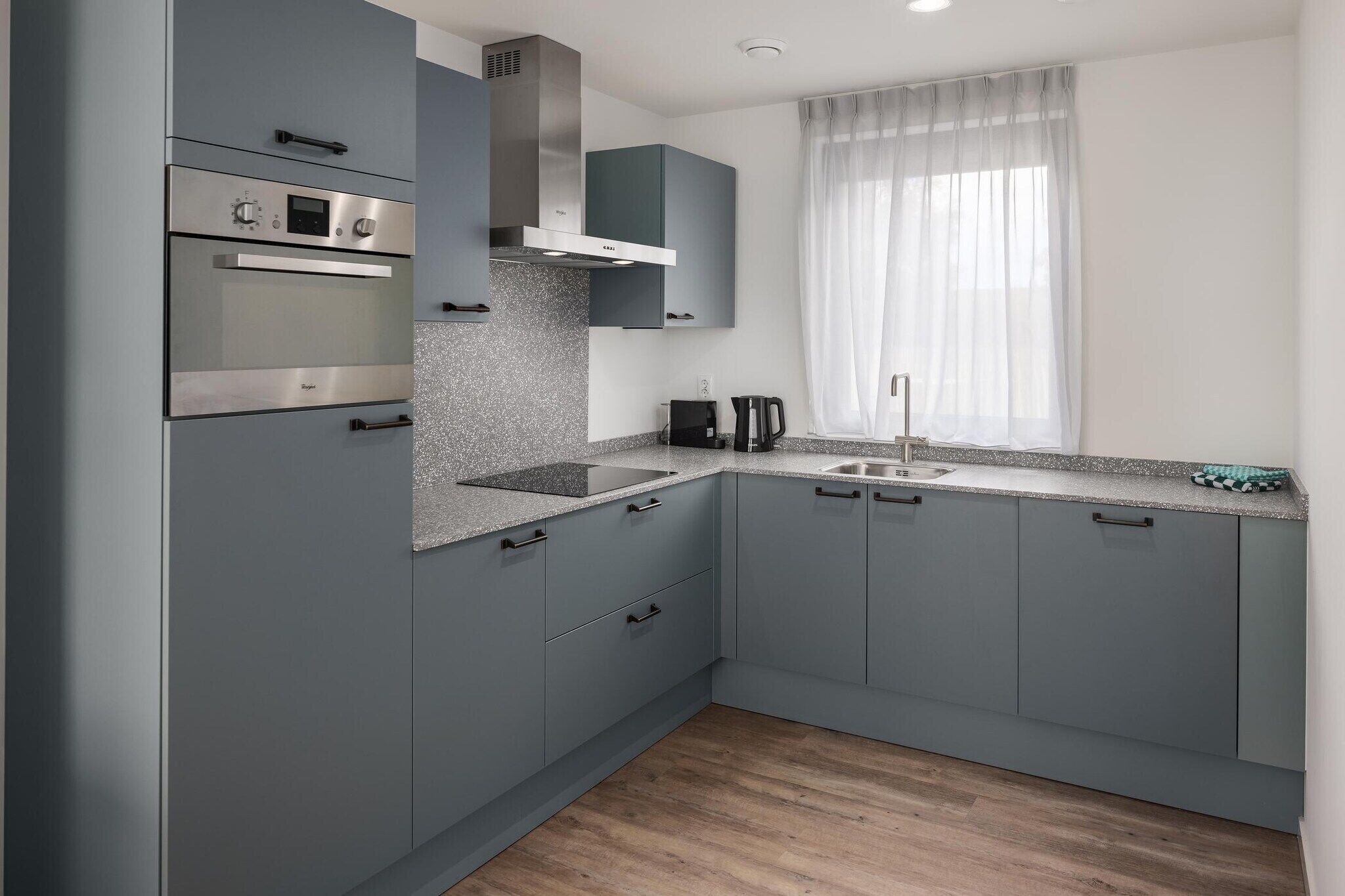 Frigorifero, microonde, piano cottura, lavastoviglie