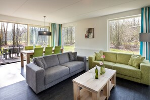 Smart TV, fireplace, DVD player