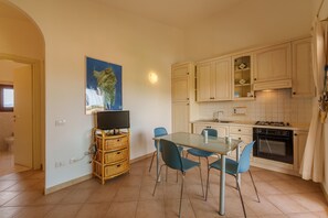 Fridge, oven, stovetop, cookware/dishes/utensils