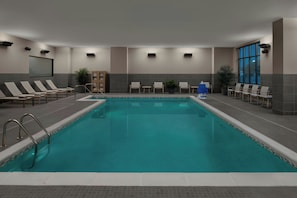 Indoor pool, open 7:00 AM to 10:00 PM, sun loungers