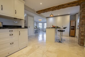 Fridge, dishwasher, high chair