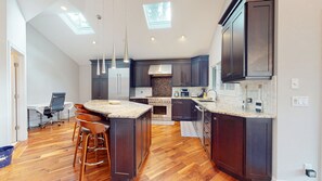 Fridge, microwave, coffee/tea maker, toaster