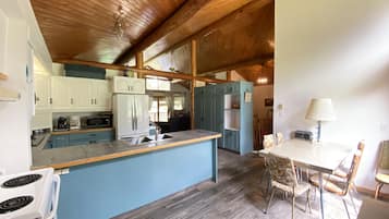 Full-sized fridge, microwave, oven, stovetop