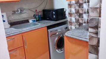 Fridge, microwave, oven, electric kettle