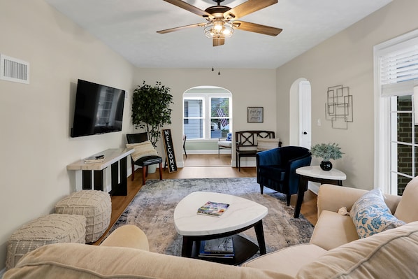 Smart TV, video games, DVD player, foosball