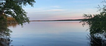 Beautiful private beach area within steps from the modern updated log home
