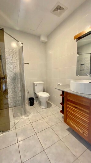 Dusche, Haartrockner, Bidet, Handtücher