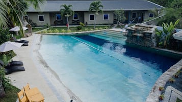 Outdoor pool, open 8:00 AM to 9:00 PM, pool umbrellas, sun loungers