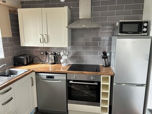 Fridge, microwave, oven, dishwasher