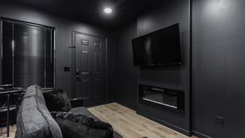 Smart TV, fireplace, video games, ping pong