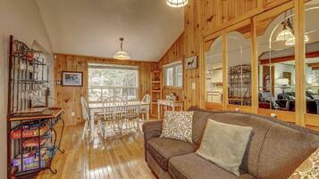 TV, fireplace, DVD player, foosball