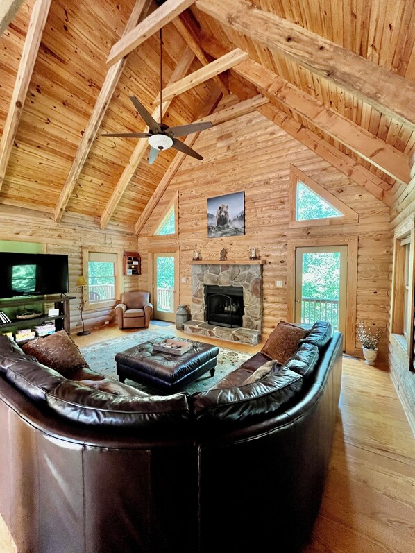 Smart TV, fireplace, foosball, books