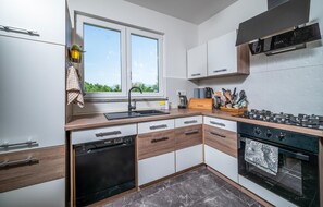 Kühlschrank, Ofen, Herdplatte, Geschirrspüler