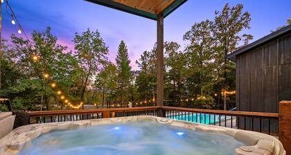 Luxury Cabin with Pool, Stocked Pond, Hot Tub