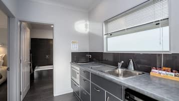 Fridge, microwave, stovetop, toaster