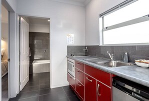 Fridge, microwave, stovetop, toaster