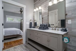 Bathtub, hair dryer, towels