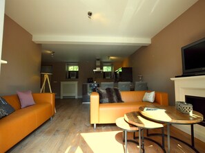 TV, lareira, DVD player