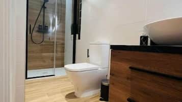 Hair dryer, towels, toilet paper