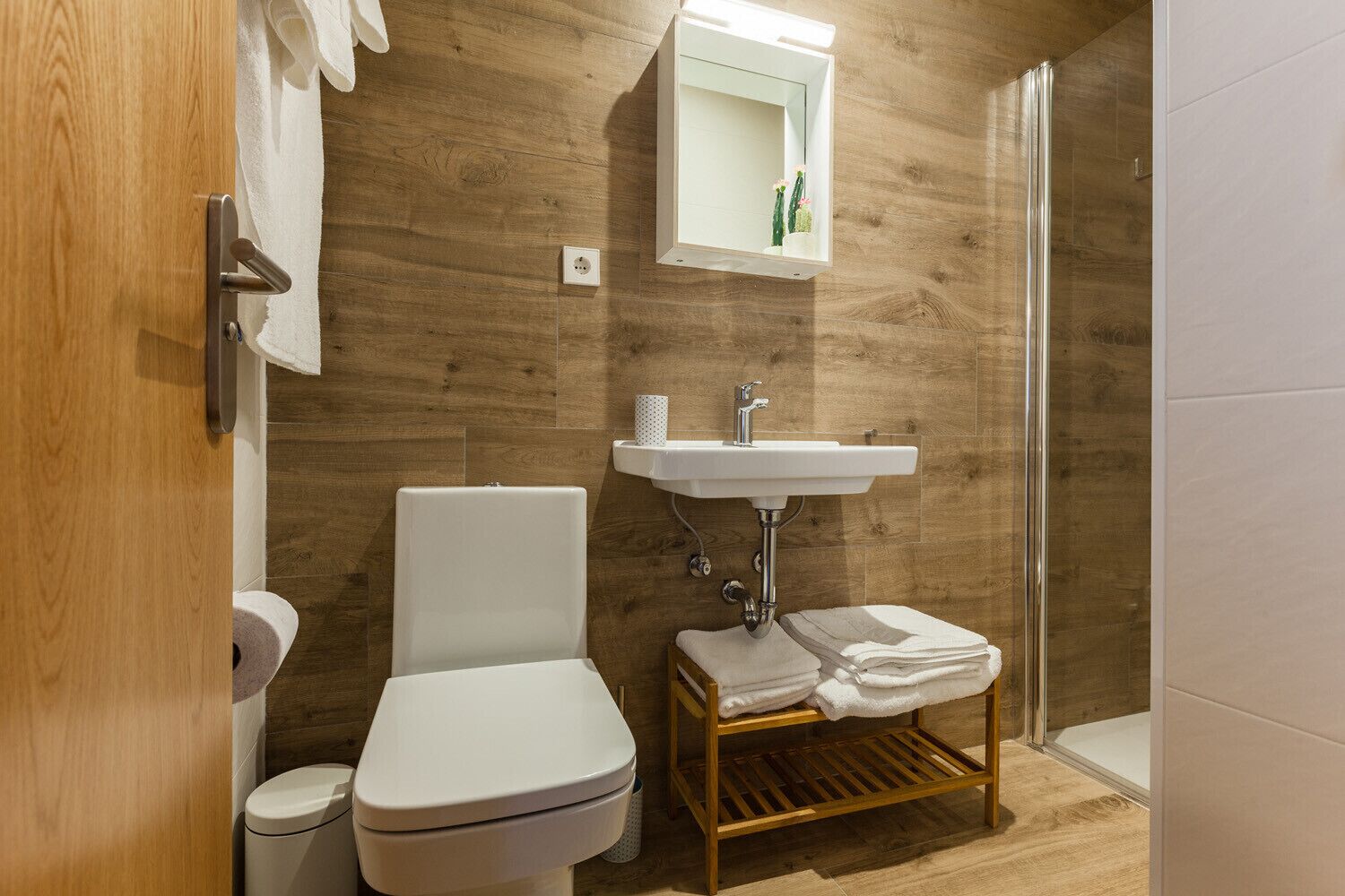 Ducha, secador de pelo y toallas