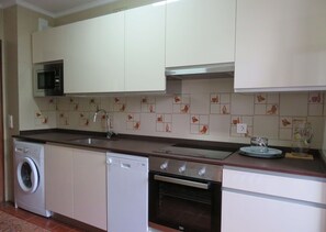 Fridge, oven, coffee/tea maker, toaster