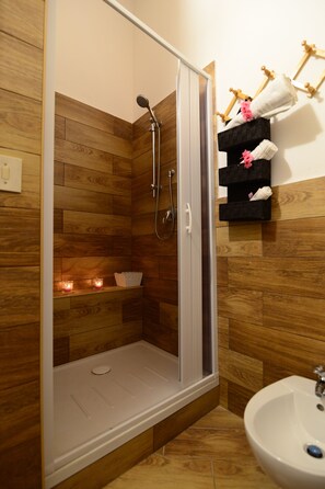 Regadera, secadora de cabello, bidet, toallas 