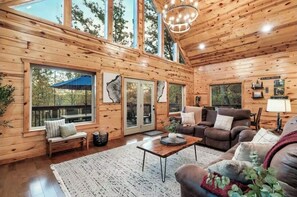 Smart TV, fireplace, video games, DVD player