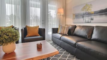 Smart TV, fireplace, DVD player
