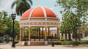 A pavilion with a domed roof, surrounded by greenery and palm trees. - Hostal Bella Mar CIENFUEGOS (Cienfuegos)