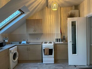 Apartment | Private kitchen | Fridge, microwave, oven, stovetop