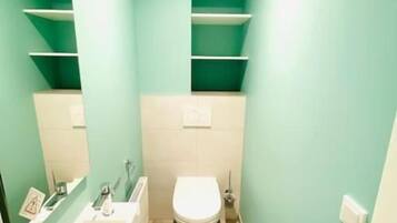 Secador de cabelo, toalhas de banho