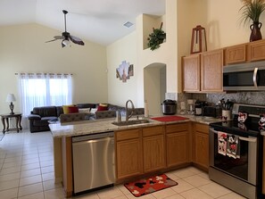 Fridge, microwave, oven, stovetop - Minutes to Disney! Spacious 3BR Family Home w/ POOL! Pool Table & Themed Rooms! (Kissimmee)