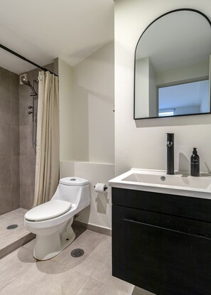 Secadora de cabello, toallas, jabón, shampoo